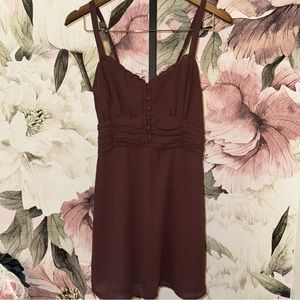 NWT Abercrombie & Fitch Ruched Brown Mini Dress Size SMALL with Pockets